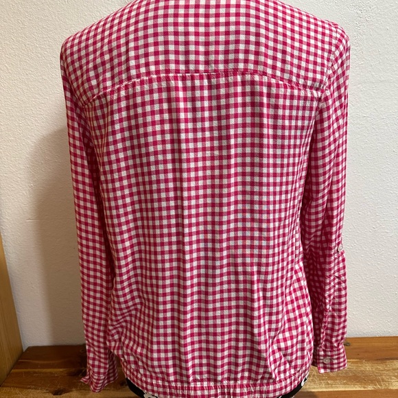 Jones New York Button Down Pink and White Check Blouse - Picture 3 of 5